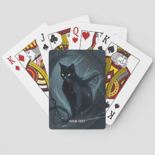 Baraja De Cartas Fantasía lindo gato noche negro