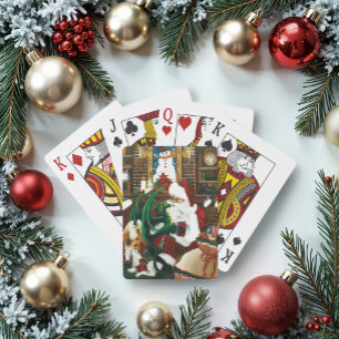 Baraja De Cartas Fantasía Mágica de Navidad Dragón de Santa Calidez