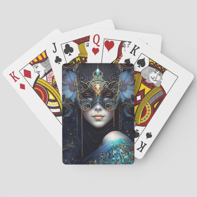 Baraja De Cartas Fantasía Mujer Con Máscara (Reverso)