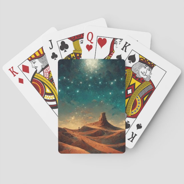 Baraja De Cartas Fantasía nocturna del desierto Ciencia Ficción (Reverso)
