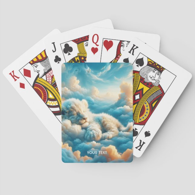 Baraja De Cartas Fantasía Nubes Cute Bebé León (Reverso)