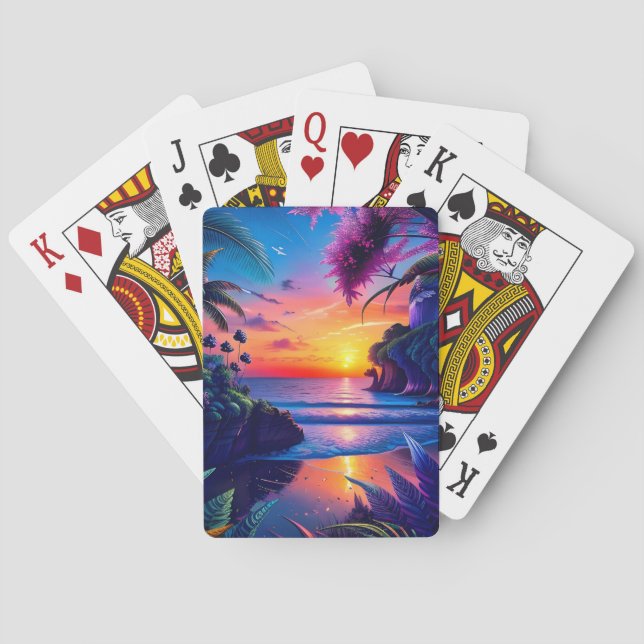 Baraja De Cartas Fantasía Playa Tropical Dos (Reverso)