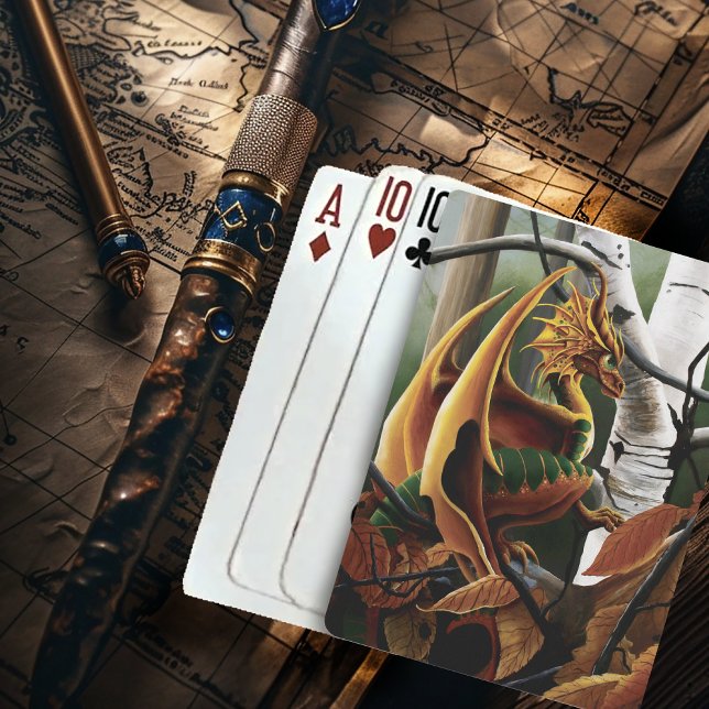 Baraja De Cartas Fantasía verde del Naranja Dragón de Otoño (Subido por el creador)