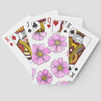 Baraja De Cartas Fantasía y flores de acuarela rosadas