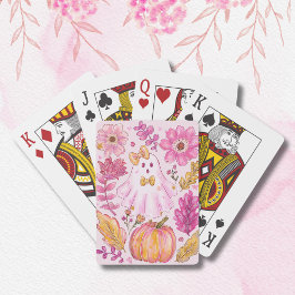 Baraja De Cartas Fantasma de Halloween Rosa Pastel