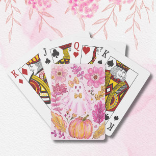 Baraja De Cartas Fantasma de Halloween Rosa Pastel