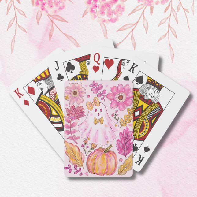Baraja De Cartas Fantasma de Halloween Rosa Pastel (Subido por el creador)