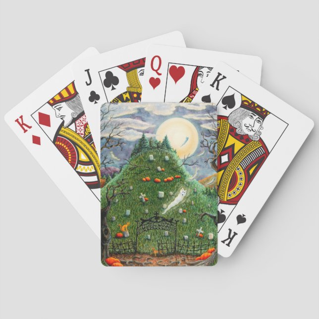 BARAJA DE CARTAS FANTASMAS CAT EN NUEVE CEMETERIO DE VIDAS, ARTE FO (Reverso)