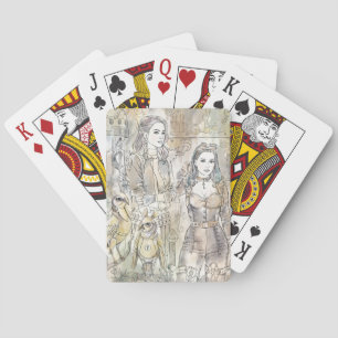 Baraja De Cartas Fantástico chica de steampunk dibujado a mano