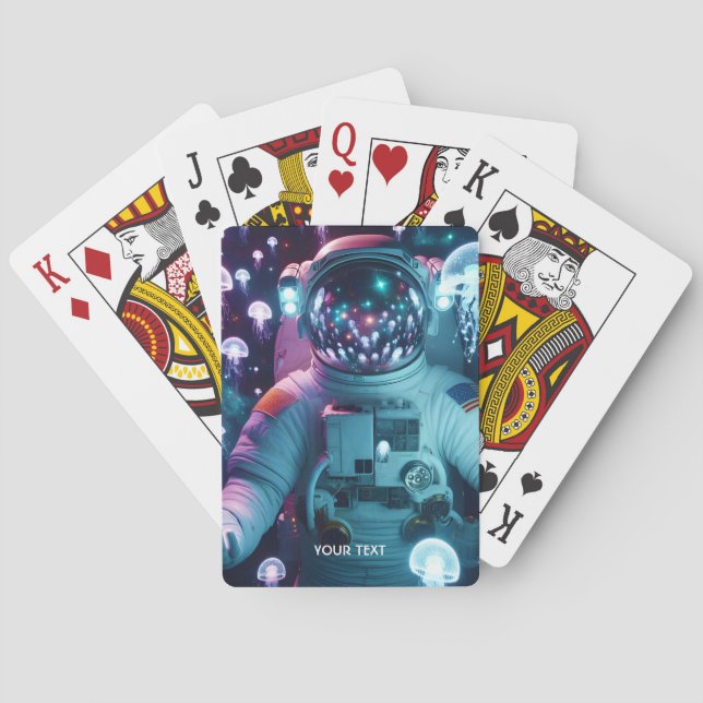 Baraja De Cartas Fantasy Cute Astronauta Espacio de medusas (Reverso)