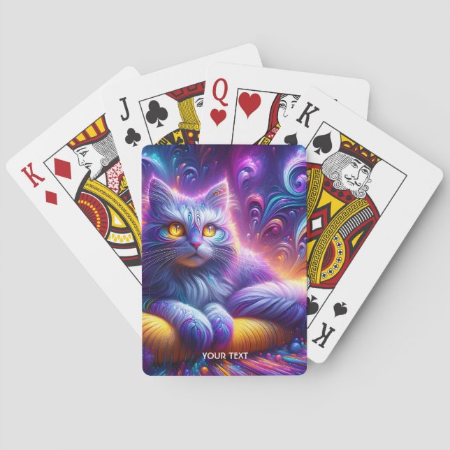 Baraja De Cartas Fantasy Cute Blue Purple Cat (Reverso)