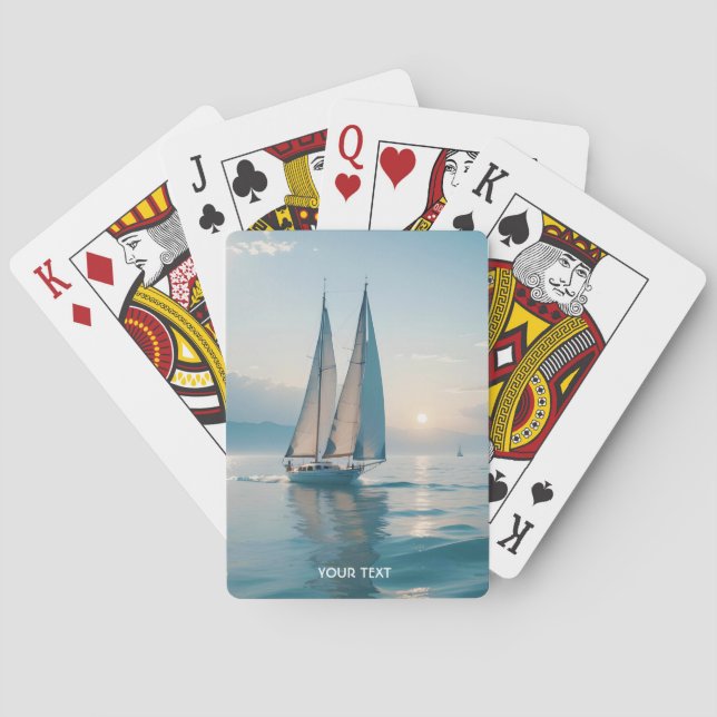 Baraja De Cartas Fantasy Cute Bote Sea Sun (Reverso)