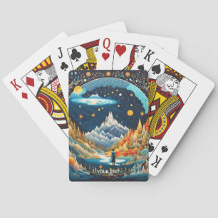 Baraja De Cartas Fantasy Cute Embroidifica el paisaje nocturno