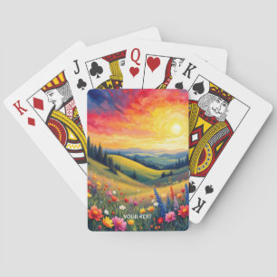 Baraja De Cartas Fantasy Cute Hills Flores Sunset