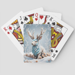 Baraja De Cartas Fantasy Cute Jackalope Hielo de Invierno
