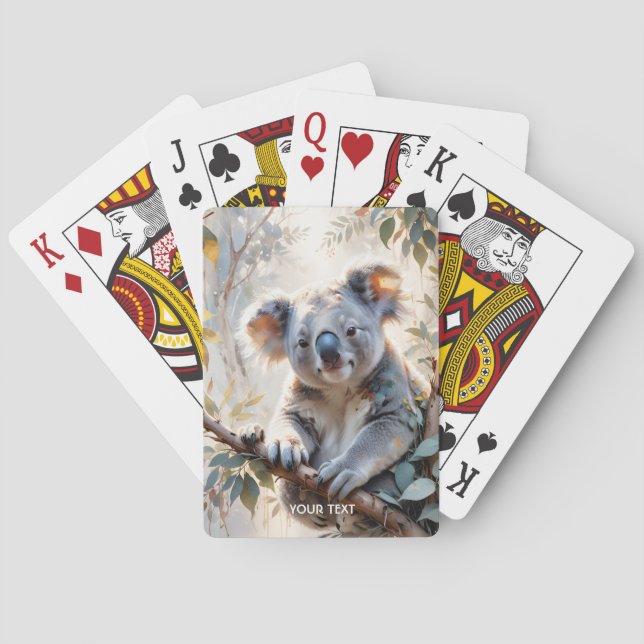Baraja De Cartas Fantasy Cute Koala Tree Watercolor (Reverso)