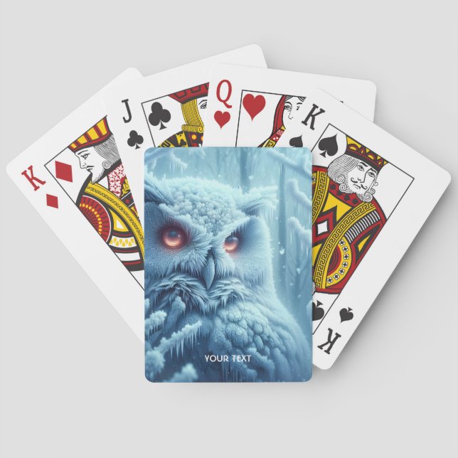 Baraja De Cartas Fantasy Cute Owl Snow Winter (Reverso)
