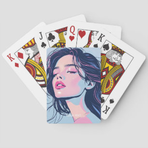Baraja De Cartas Fantasy Cute Pink Blue Chica
