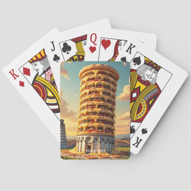 Baraja De Cartas Fantasy Cute Pisa Tower Pizza (Reverso)