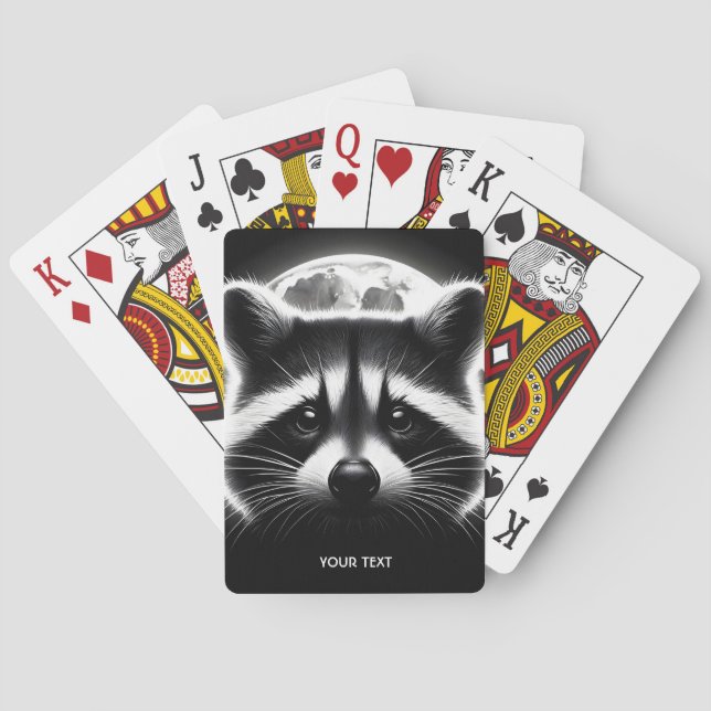 Baraja De Cartas Fantasy Cute Racoon Face Moon (Reverso)