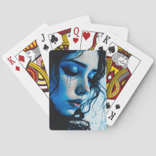 Baraja De Cartas Fantasy Cute Triste Chica Azul
