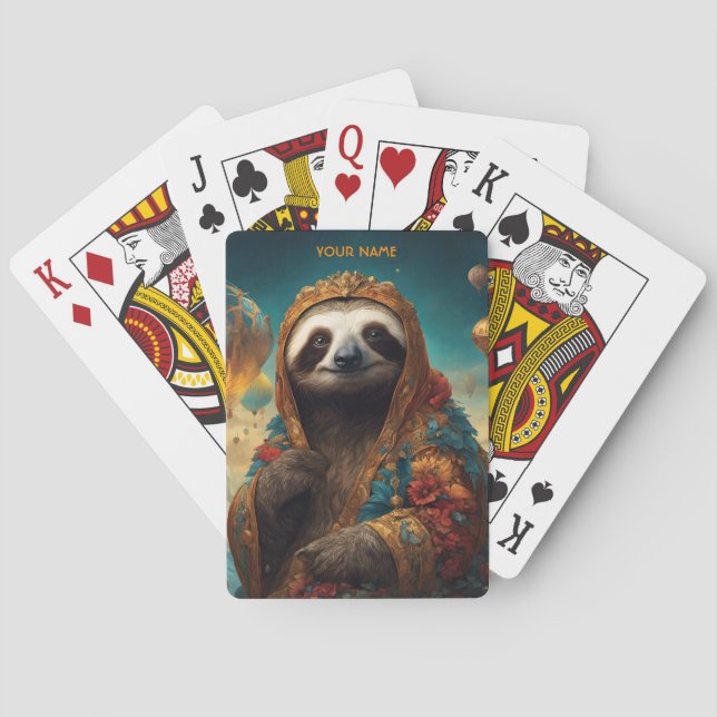 Baraja De Cartas Fantasy Cute Vivid Flowers Royal Sloth (Reverso)