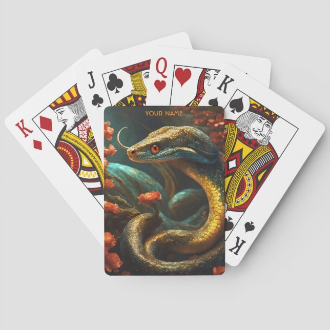 Baraja De Cartas Fantasy Cute Vivid Flowers Serpent Mamba (Reverso)