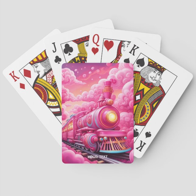 Baraja De Cartas Fantasy Cute Vivid Pink Clouds Train (Reverso)