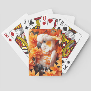 Baraja De Cartas Fantasy Cute White Naranja Cockatoo