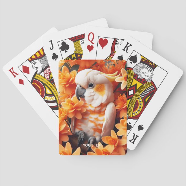 Baraja De Cartas Fantasy Cute White Naranja Cockatoo (Reverso)