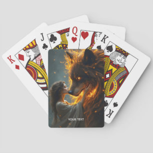Baraja De Cartas Fantasy Cute Wolf Chica Fire