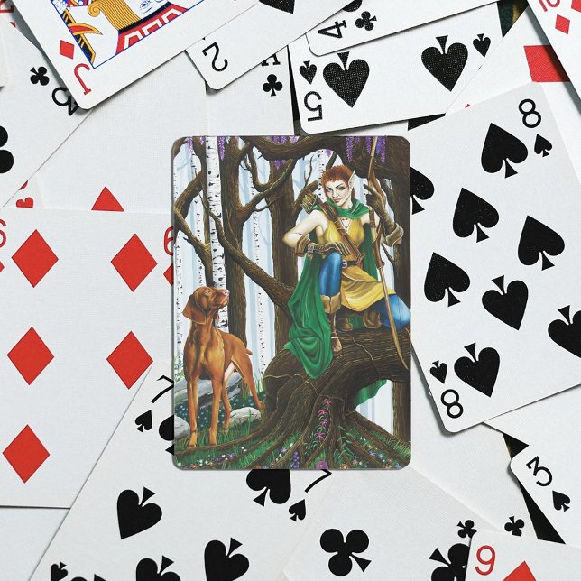 Baraja De Cartas Fantasy Elf Archer Vizsla Dog Enchanted Forest (Subido por el creador)
