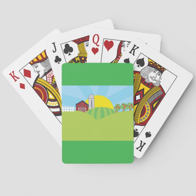 Baraja De Cartas Farm Landscape Red Barn Silo Apple Trees (Reverso)