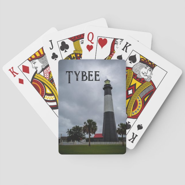 Baraja De Cartas Faro de la isla Tybee (Reverso)