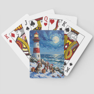 Baraja De Cartas Faro de Navidad del Basset Hound Fiesta