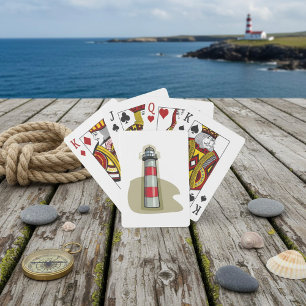 Baraja De Cartas Faro Náutico Costero Rojo y Blanco