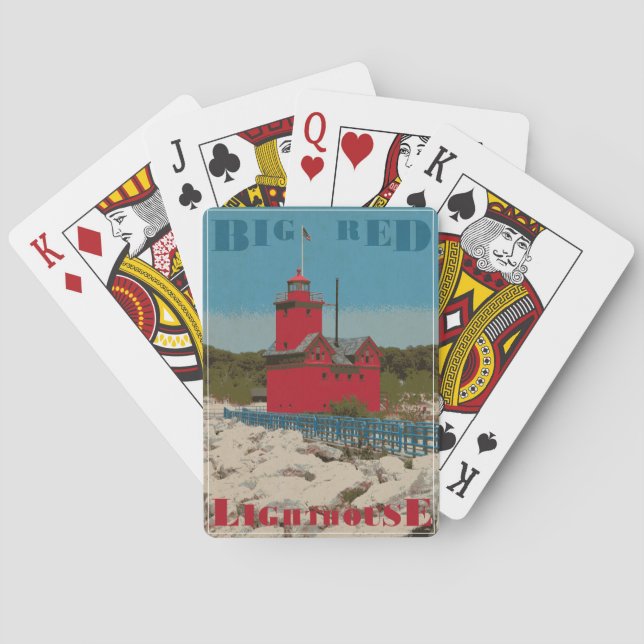 Baraja De Cartas Faro rojo grande (Reverso)