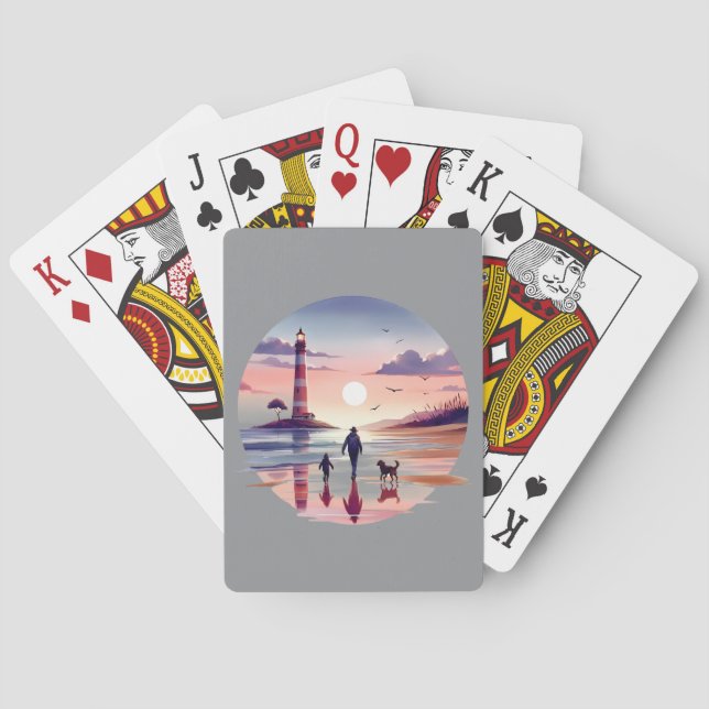 Baraja De Cartas Faro Sunset Walk La Escena Costera (Reverso)