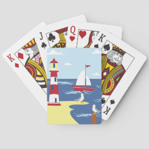 Baraja De Cartas Faro y arte marítimo de barcas