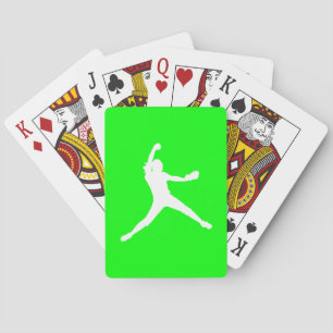 Baraja De Cartas Fastpitch Silhouette Jugando Tarjetas Green