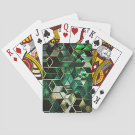 Baraja De Cartas Faux Emerald, Green and Gold, Geometric