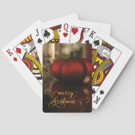 Baraja De Cartas Faux papel de oro Feliz Navidad con bolas de vidri