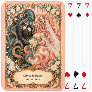 Baraja De Cartas Favor de boda de novia y novio Kraken personalizad