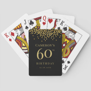 Baraja De Cartas Favor de cumpleaños 60 personalizado negro y confe