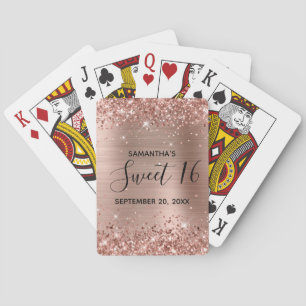 Baraja De Cartas Favor de cumpleaños número 16 dulce rosa brillante