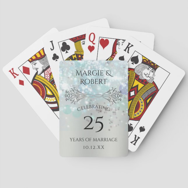 Baraja De Cartas Favor de fiesta de aniversario de bodas número 25  (Reverso)