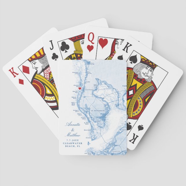 Baraja De Cartas Favor de la boda de destino Clearwater Beach Flori (Reverso)