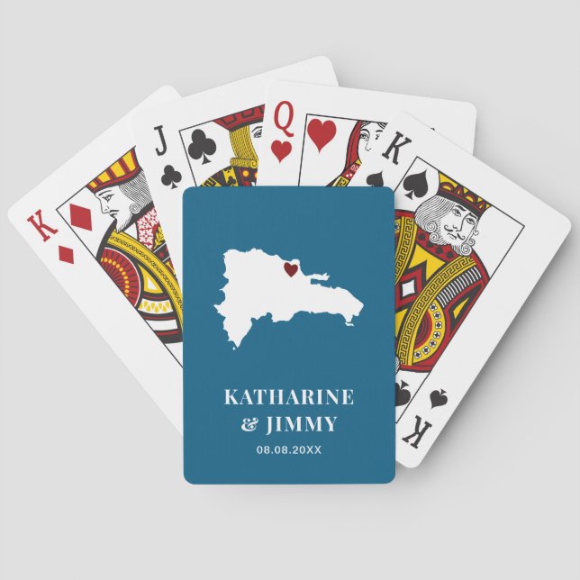 Baraja De Cartas Favor de la boda de República Dominicana, Mapa de  (Reverso)
