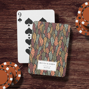 Baraja De Cartas Favor de la boda del patrón de hojas de otoño