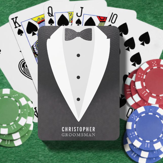 Baraja De Cartas Favor de traje de padrino de boda (Groomsman Suit Wedding Favor Poker Cards
)